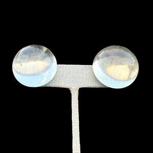 Lucite Clip-on Earrings Dome Clips Midcentury MCM Clear Vintage Space Age Bubble